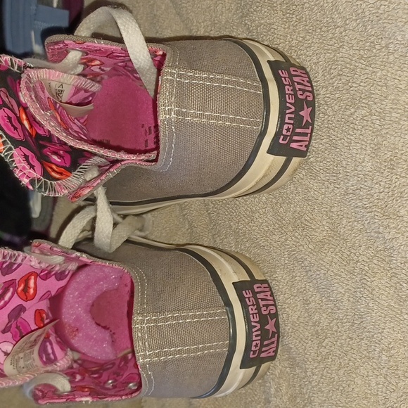 Gray and pink double tongue Converse sz6 - Picture 7 of 8